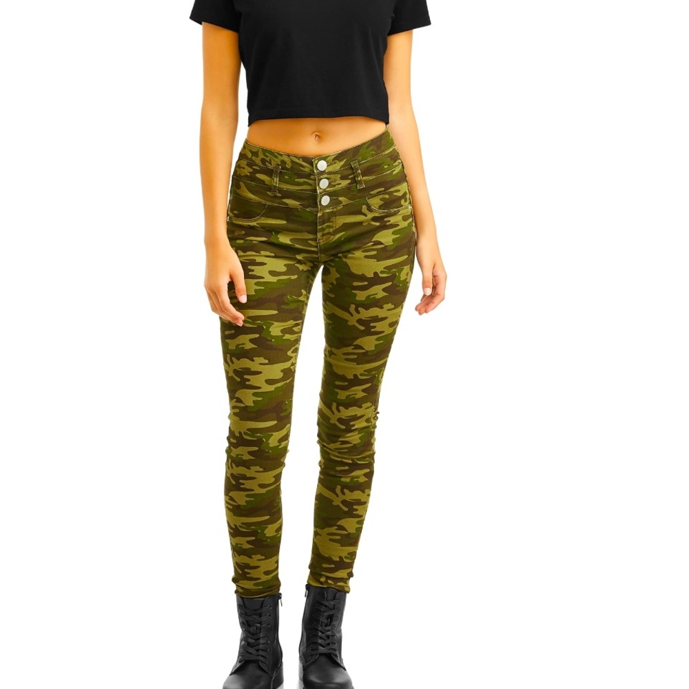 Mid Rise Skinny Leg Camo Print Denim Jeans Juniors Size 7 NEW